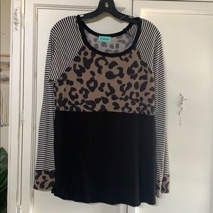 Black Stripes & Cheetah Print Long Sleeve